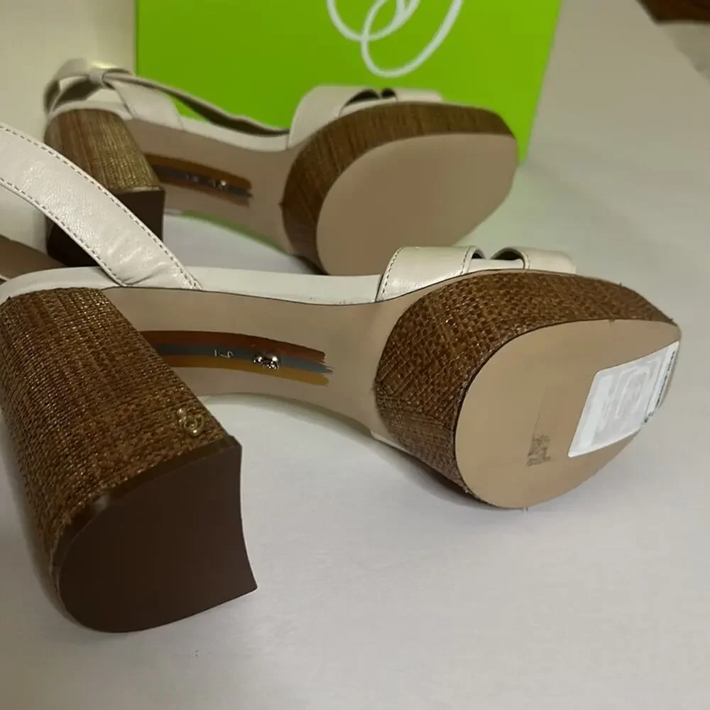 Sam Edelman Cream Platform Block Heel Sandals Size 9 NWT leather - Picture 10 of 13